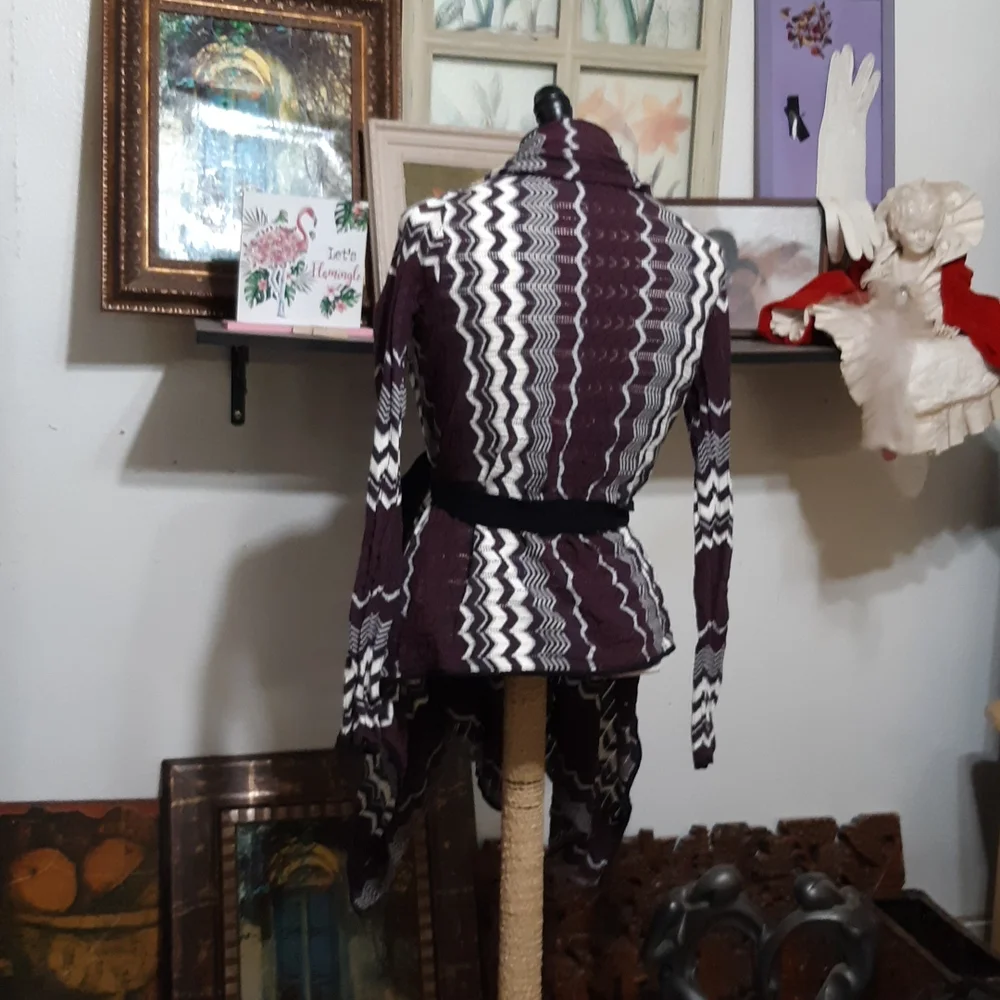 Chocolate Brown knit Cardigan Sweater Jacket  sz Med JENNIFER LOPEZ Cotton